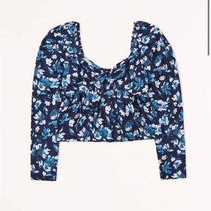 NWT Abercrombie Long Sleeve Sheer Twist Front Top